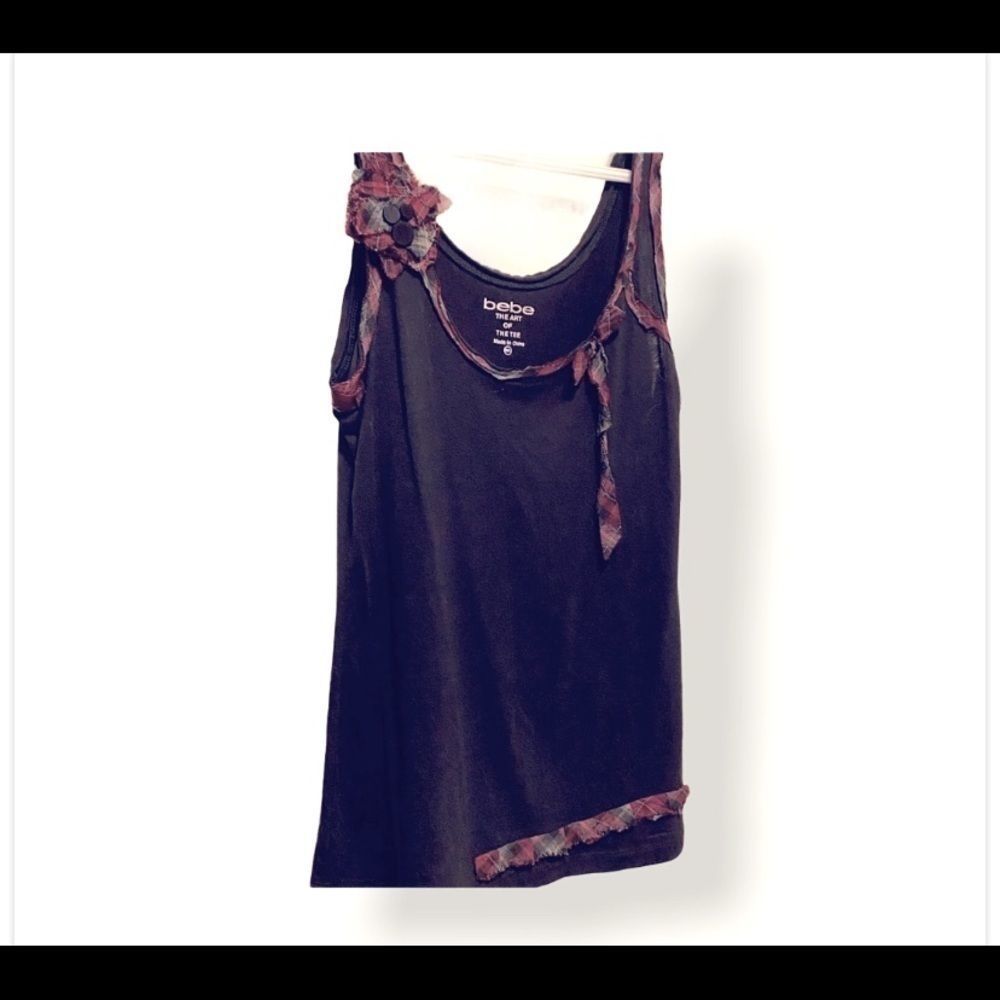 Bebe Plaid Detail Tank M/L